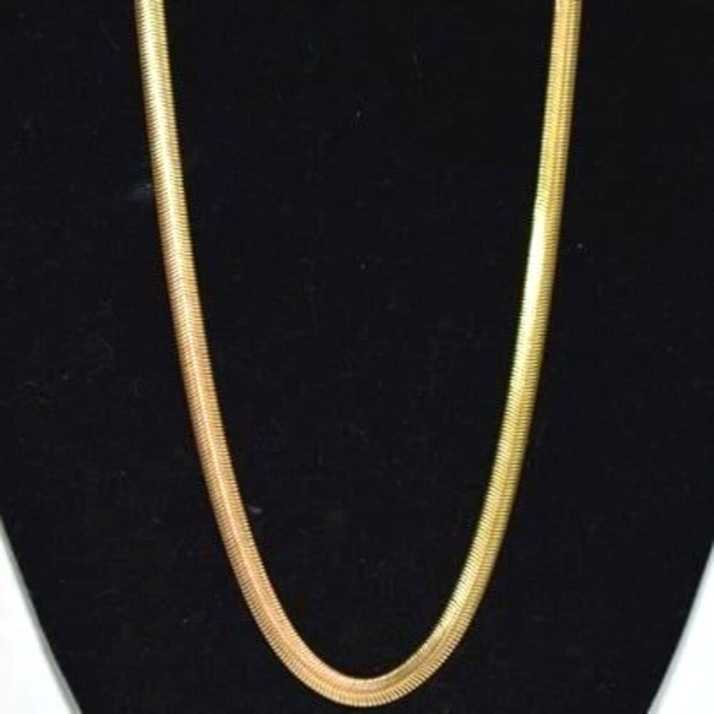 Rare Vintage Liquid Gold Tone Herringbone Everyday Statement 20" Necklace